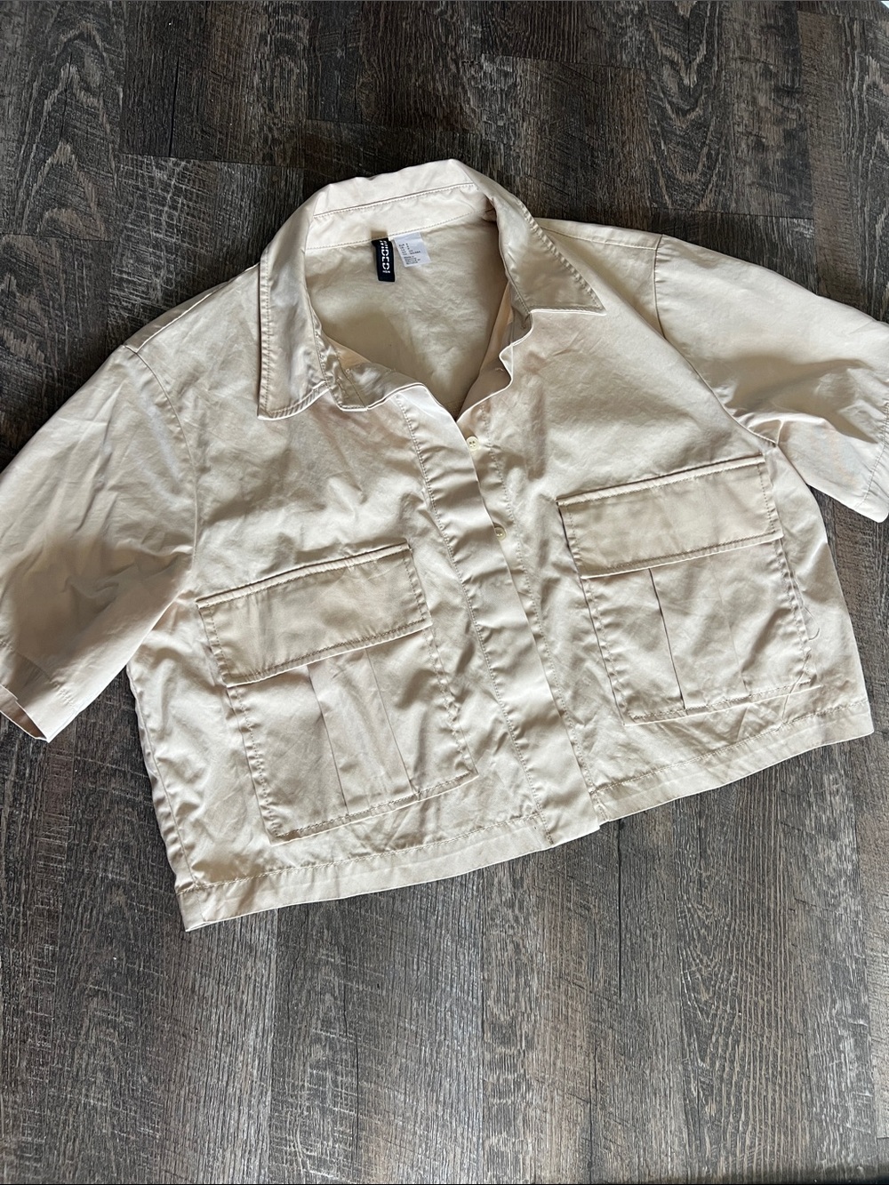 Cream Cropped Utility Jacket